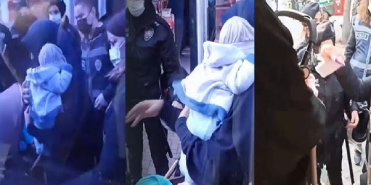 Furkan Vakfı gönüllüsü bebekli kadınlara gözaltı: Polis, tesettürlü kadının başörtüsünü açtı!