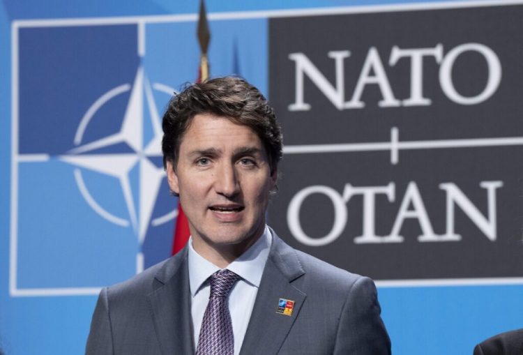 Kanada Başbakanı Justin Trudeau,  NATO Zirvesi’nde basın toplantısı düzenledi. (Credit Image: Â© Paul Chiasson/The Canadian Press via ZUMA Press)