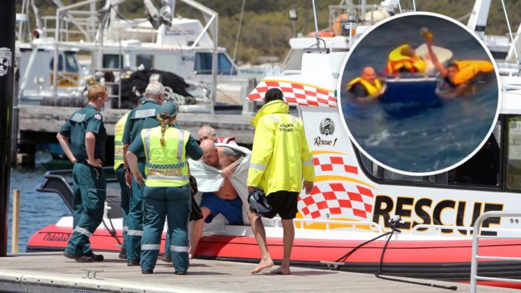 Three men were plucked from the ocean by Albany Sea Rescue members after their boat was overturned by waves.